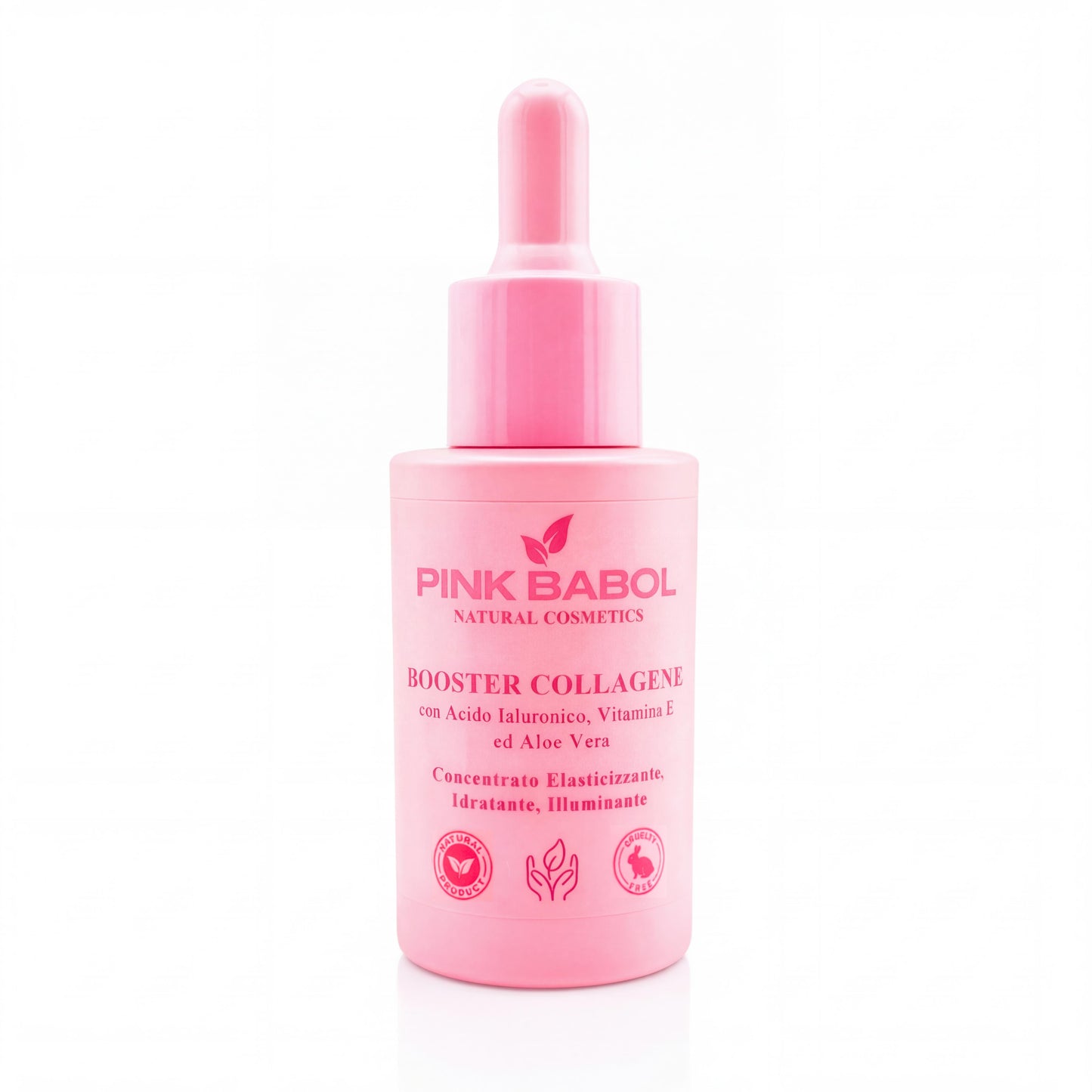Booster Collagene con Acido ialuronico, Vitamina E ed Aloe Vera – Concentrato Elasticizzante, Idratante ed illuminante-Pink Babol
