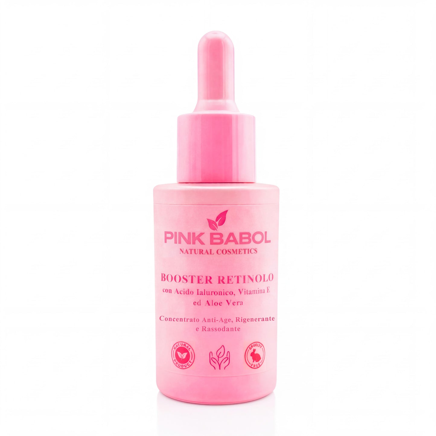 Booster Retinolo con Acido Ialuronico, Vitamina E e Aloe Vera - Concentrato Anti-Age, Rigenerante e Rassodante-Pink Babol