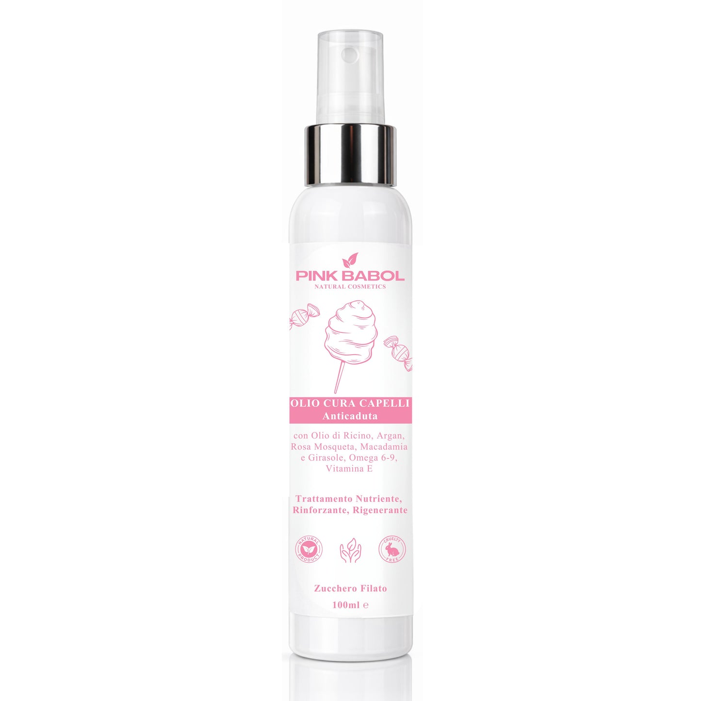 Olio Cura Capelli Anticaduta con Olio di Ricino, Argan, Rosa Mosqueta e Macadamia, Omega 6-9, Vitamina E - Trattamento Nutriente, Rinforzante, Rigenerante-Pink Babol