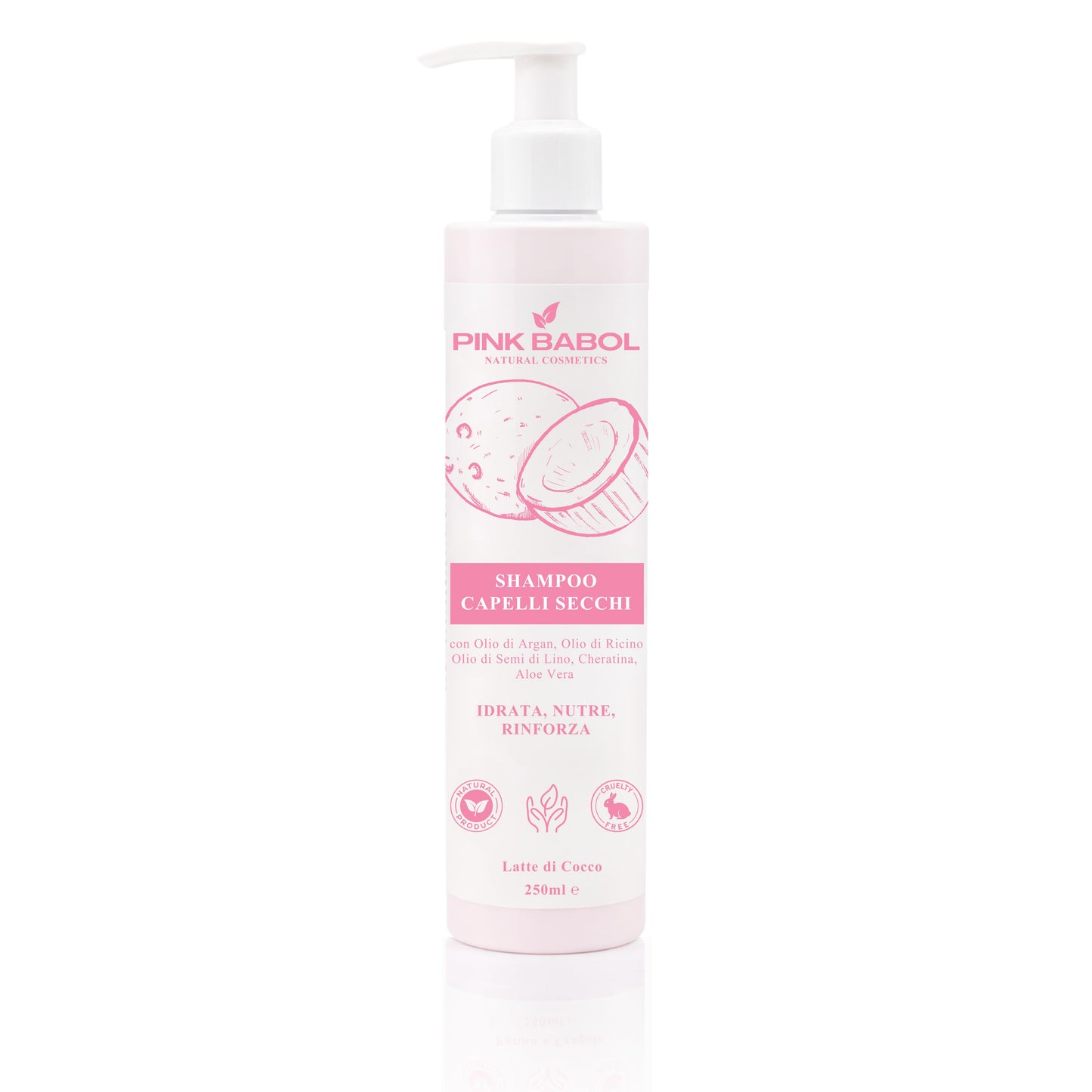Shampoo per Capelli Secchi con Olio di Argan, Olio di Ricino e Semi di Lino, Cheratina, Aloe Vera – Idrata, Nutre, Rinforza-Pink Babol
