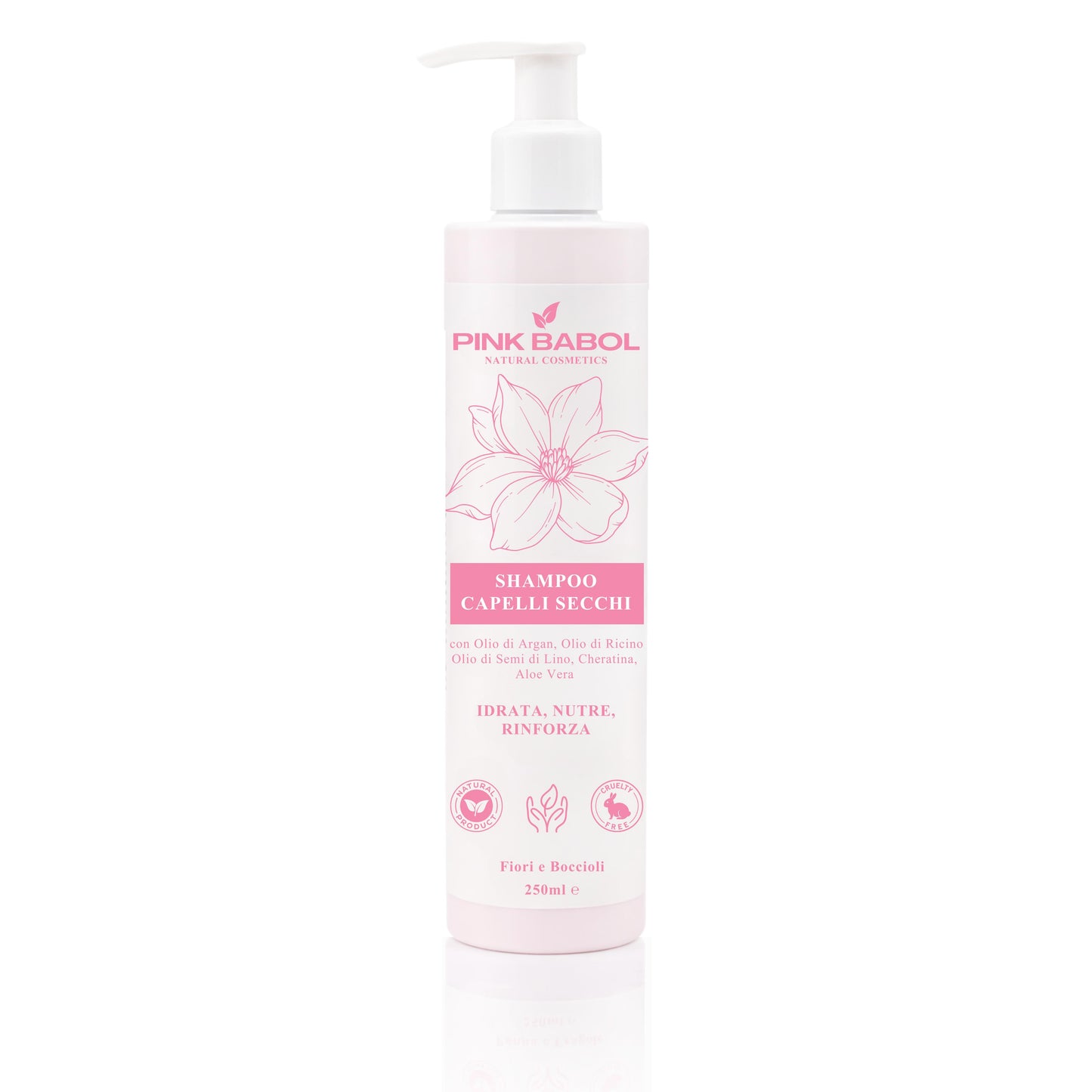 Shampoo per Capelli Secchi con Olio di Argan, Olio di Ricino e Semi di Lino, Cheratina, Aloe Vera – Idrata, Nutre, Rinforza-Pink Babol