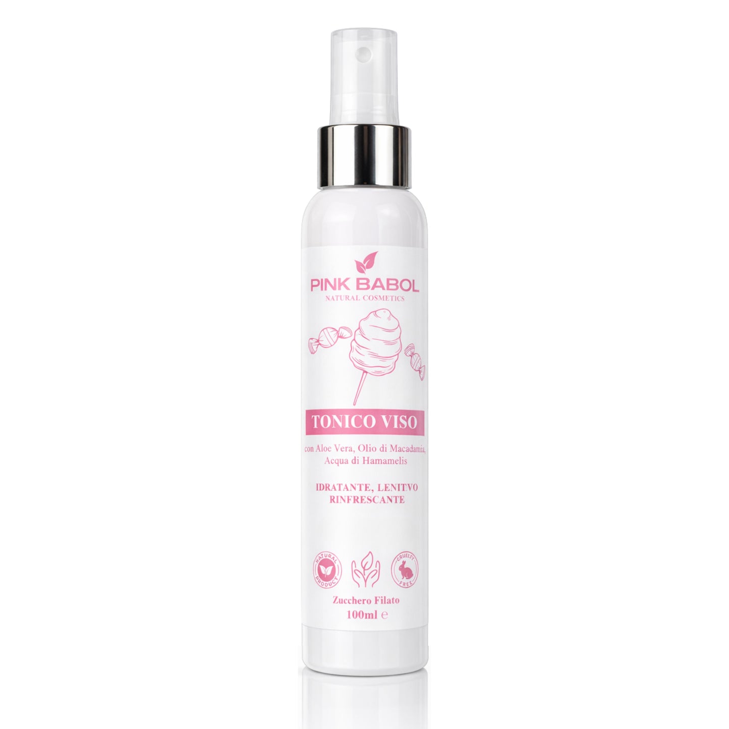 Tonico Viso con Aloe Vera, Olio di Macadamia, Acqua di Hamamelis - Idratante, Lenitivo, Rinfrescante-Pink Babol