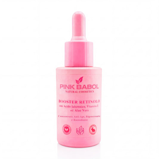 Booster Retinolo con Acido Ialuronico, Vitamina E e Aloe Vera - Concentrato Anti-Age, Rigenerante e Rassodante-Pink Babol