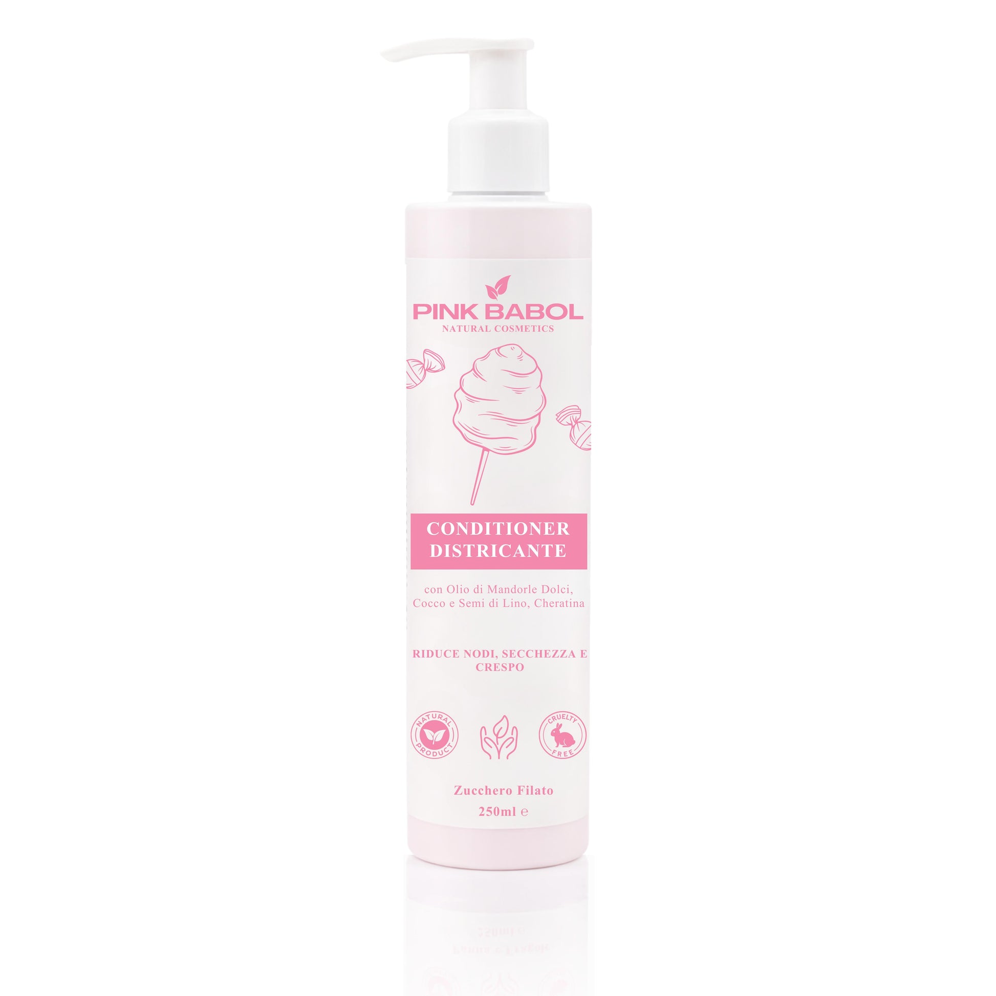 Conditioner Districante con Olio di Mandorle Dolci, Cocco e Semi di Lino, Cheratina – Riduce Nodi, Secchezza e Crespo-Pink Babol