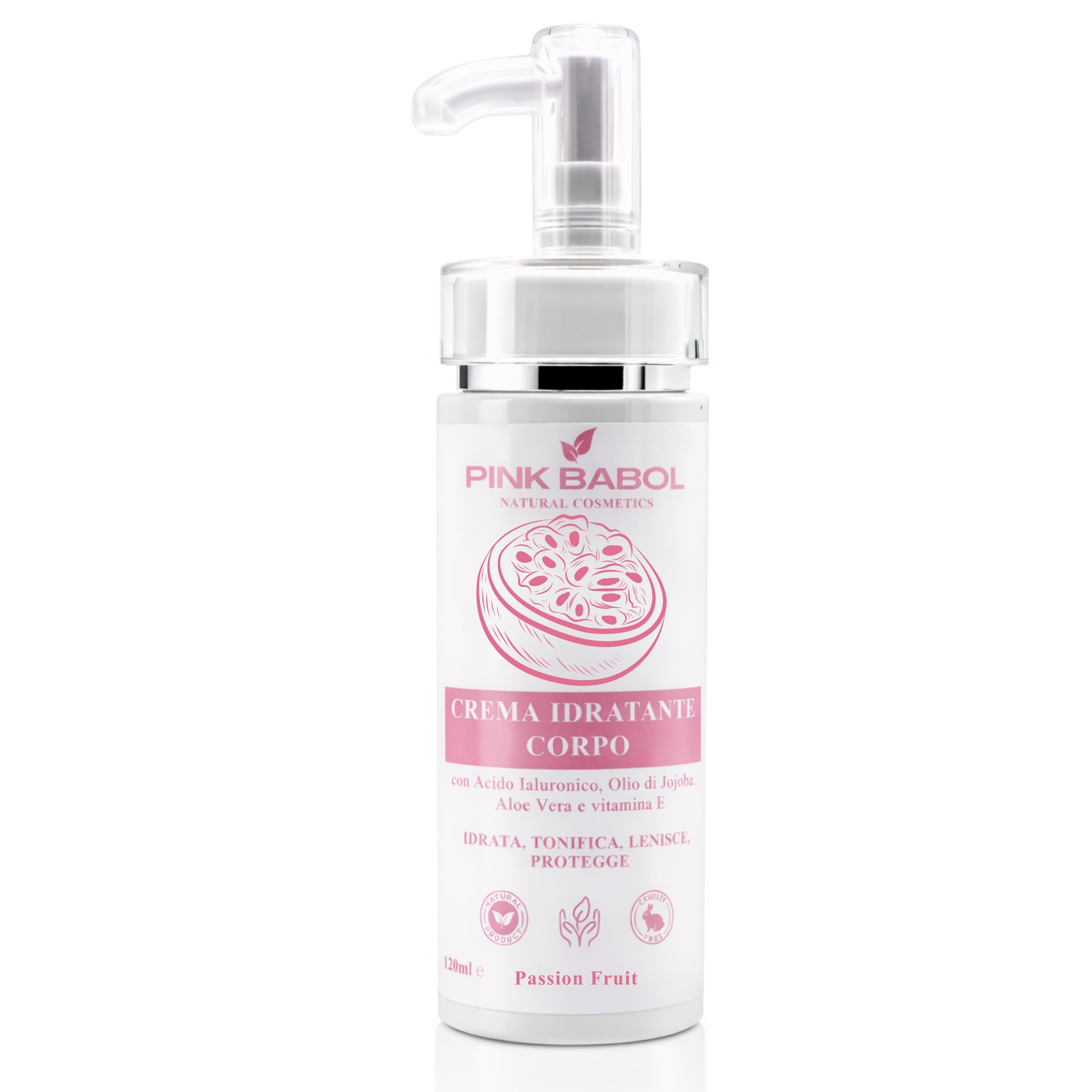 Crema idratante corpo con Acido ialuronico, Olio di Jojoba, Aloe Vera, Vitamina E-Pink Babol