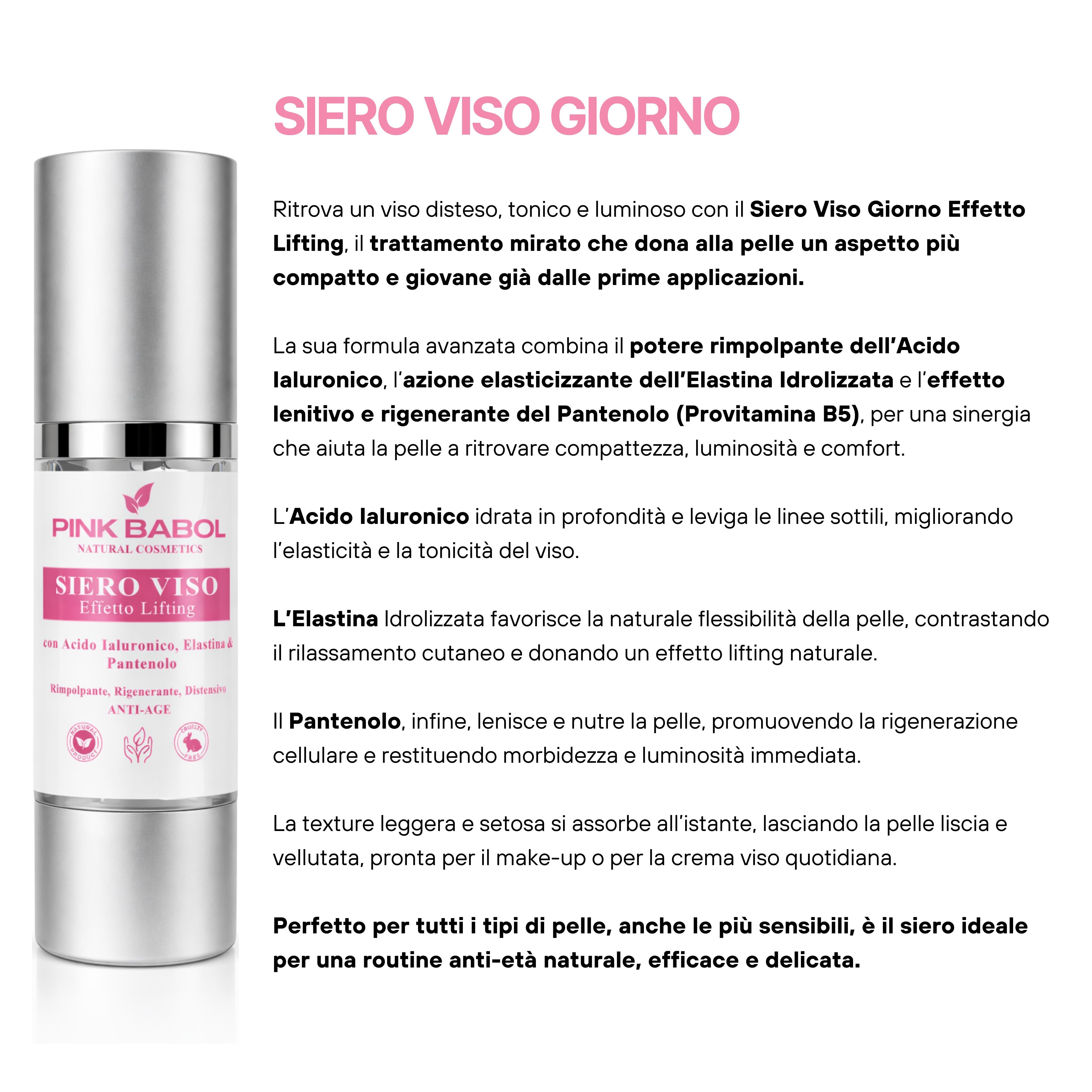 Kit Skincare Giorno - Siero Viso Giorno Effetto Lifting + Crema Viso Giorno + Booster Collagene-Pink Babol