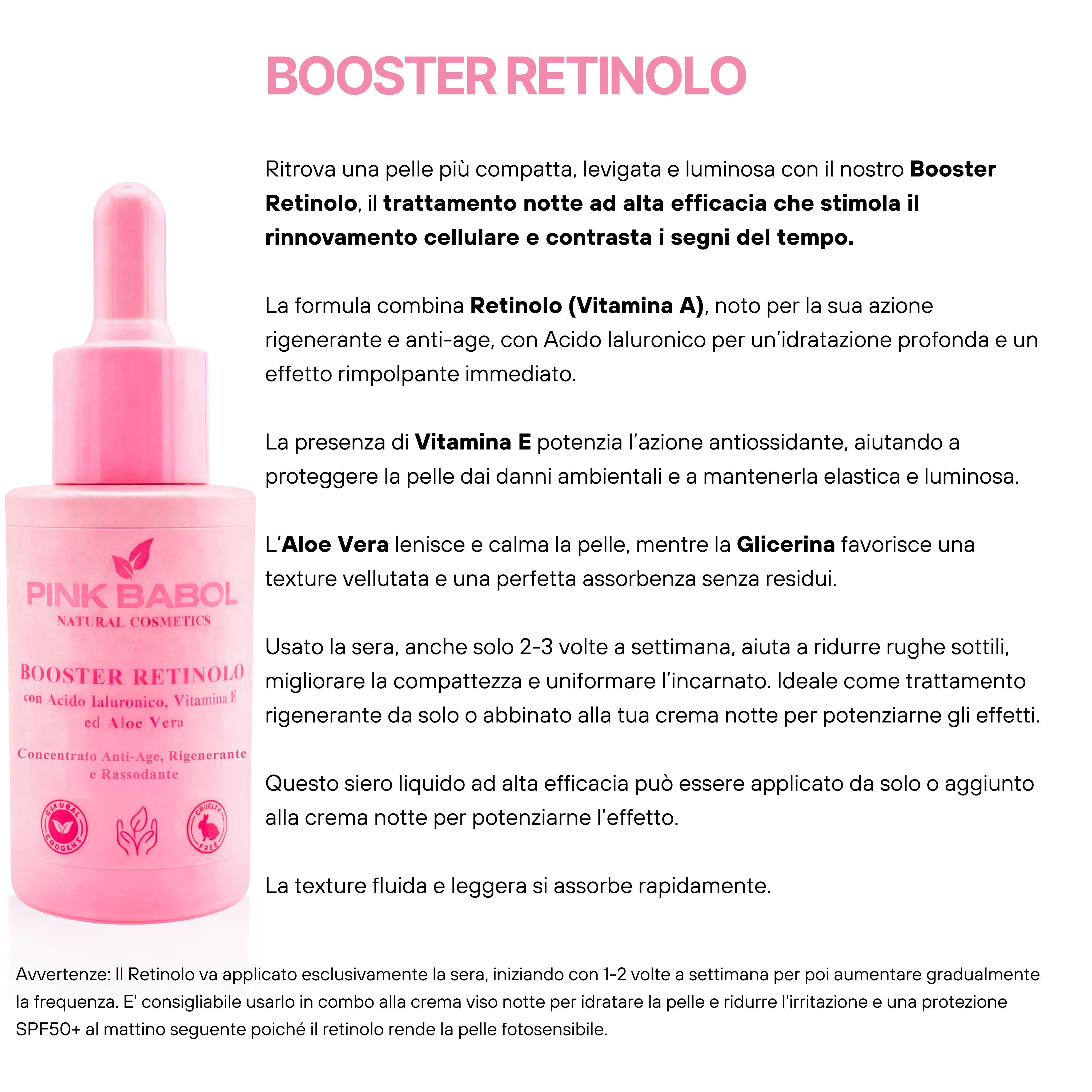 Kit Skincare Notte Anti-Age - Siero Viso Notte + Crema Viso Notte + Booster Retinolo-Pink Babol