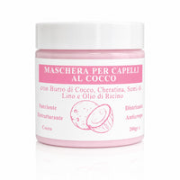 Maschera Capelli al Cocco con Burro di Cocco, Cheratina, Semi di Lino e Olio di Ricino - Nutriente, Ristrutturante, Districante e Anticrespo-Pink Babol