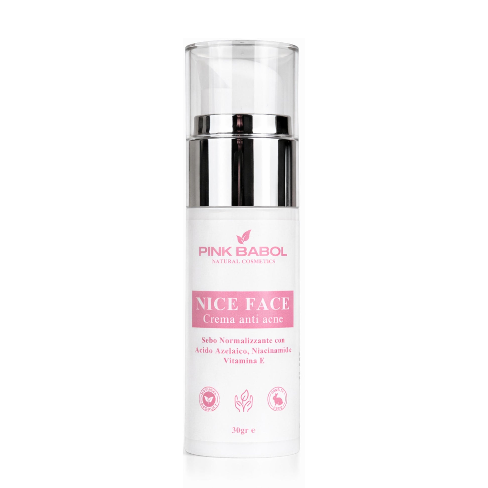 Nice Face – Crema contro l'Acne, Sebo Normalizzante con Niacinamide, Acido Azelaico e Vitamina E-Pink Babol