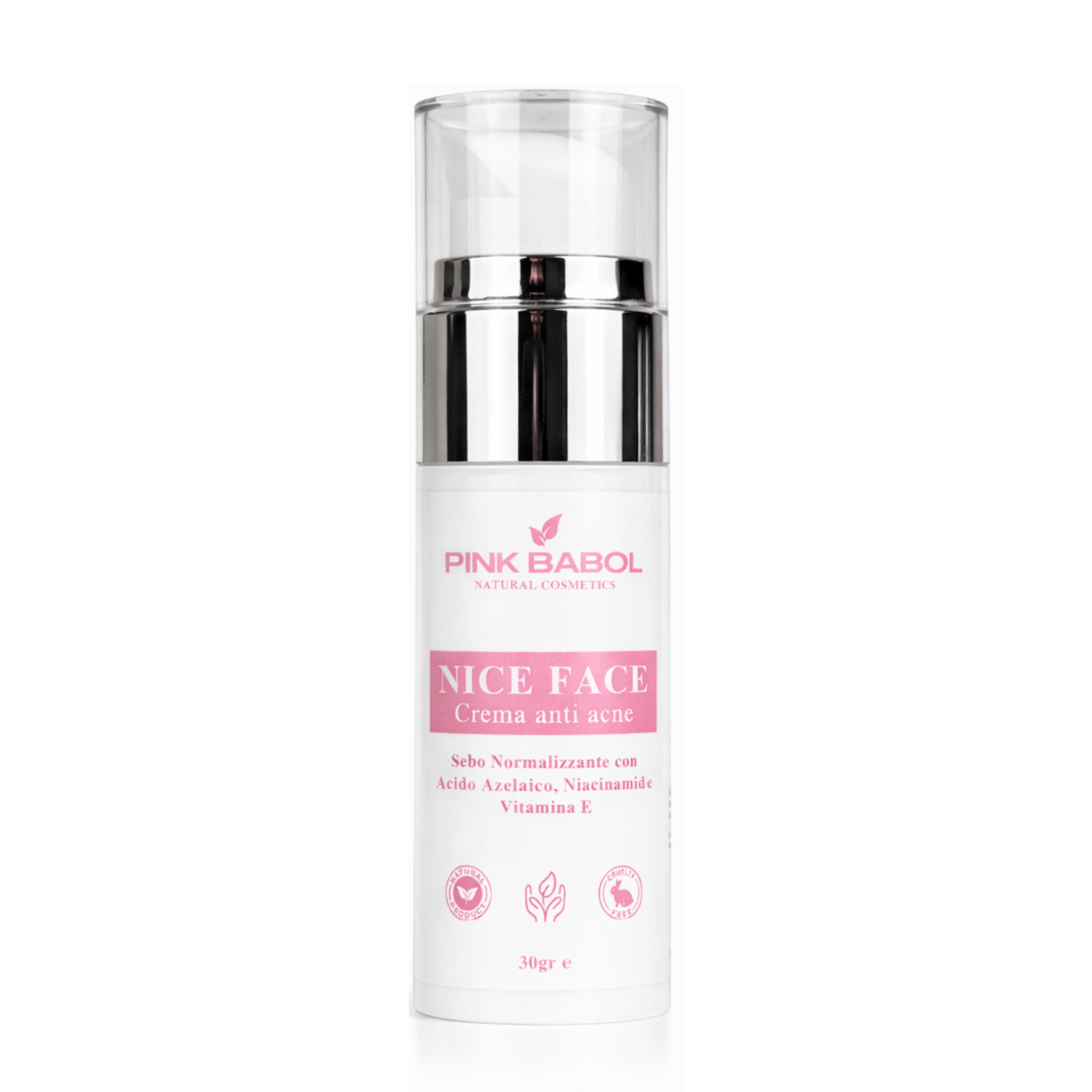 Nice Face – Crema contro l'Acne, Sebo Normalizzante con Niacinamide, Acido Azelaico e Vitamina E-Pink Babol