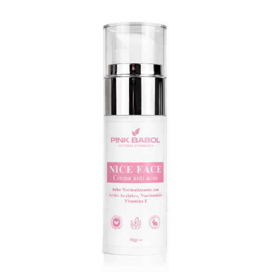 Nice Face – Crema contro l'Acne, Sebo Normalizzante con Niacinamide, Acido Azelaico e Vitamina E-Pink Babol