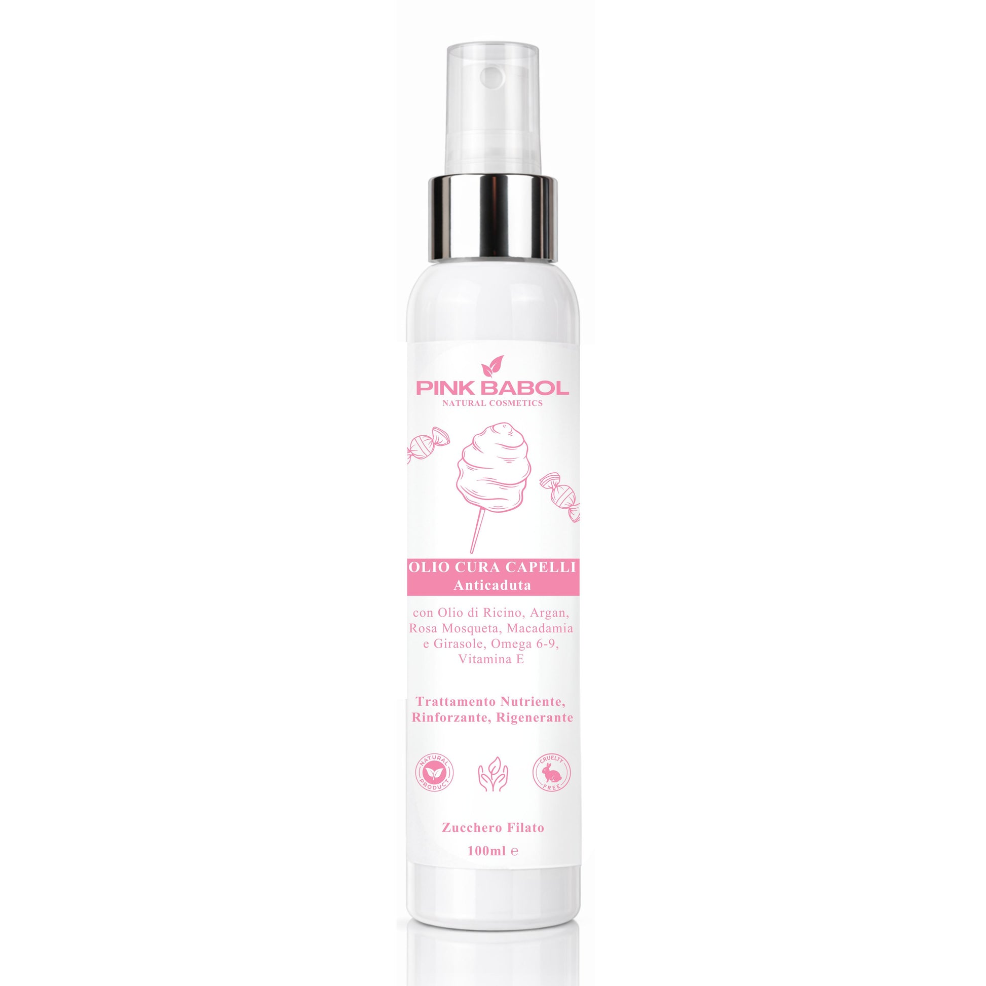 Olio Cura Capelli Anticaduta con Olio di Ricino, Argan, Rosa Mosqueta e Macadamia, Omega 6-9, Vitamina E - Trattamento Nutriente, Rinforzante, Rigenerante-Pink Babol