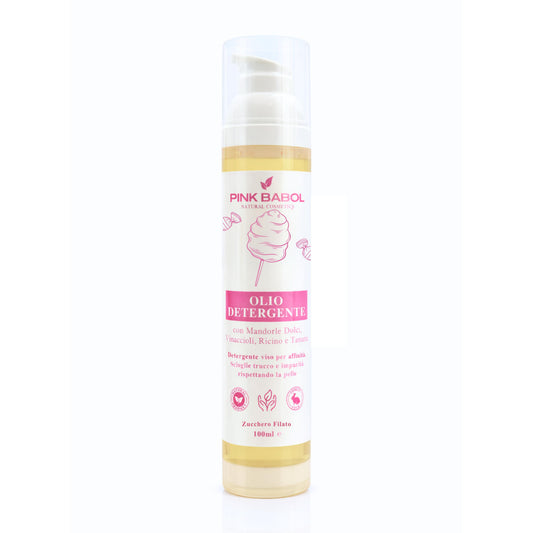 Olio Detergente Viso con Mandorle Dolci, Vinaccioli, Ricino e Tamanu - Deterge per affinità, scioglie trucco e impurità rispettando la pelle-Pink Babol