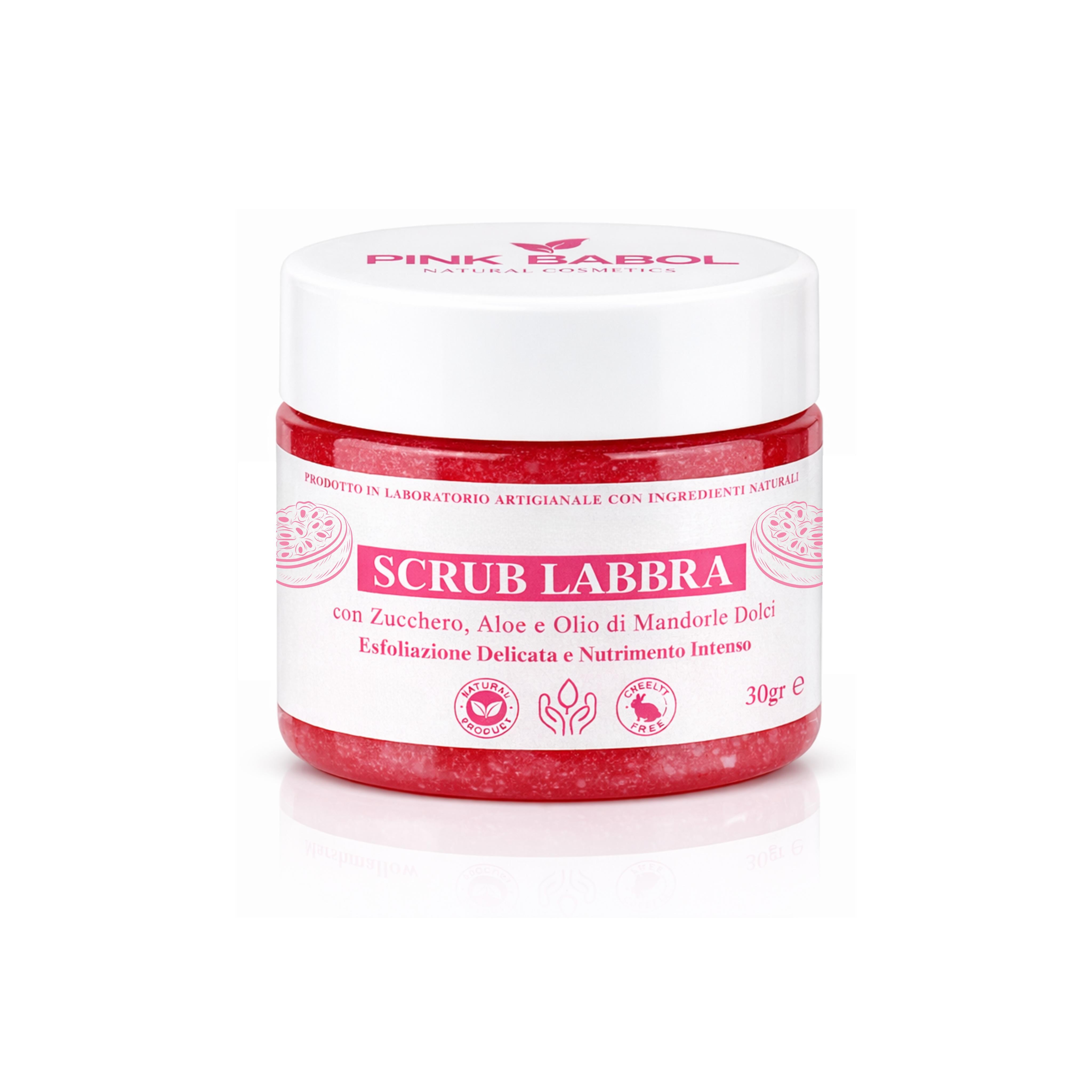 Scrub Labbra con Zucchero Naturale, Aloe Vera e Olio di Mandorle Dolci – Esfoliazione Delicata, Idratazione e Nutrimento Intenso-Pink Babol