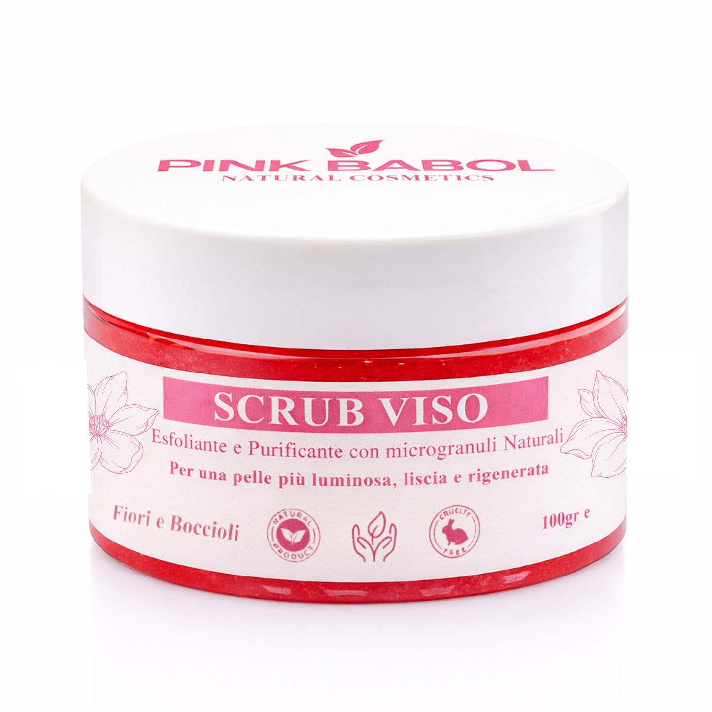 Scrub Viso Esfoliante e Purificante con microgranuli Naturali, Miele e Olio di Sesamo – Pelle Luminosa, Liscia e Rigenerata -Pink Babol