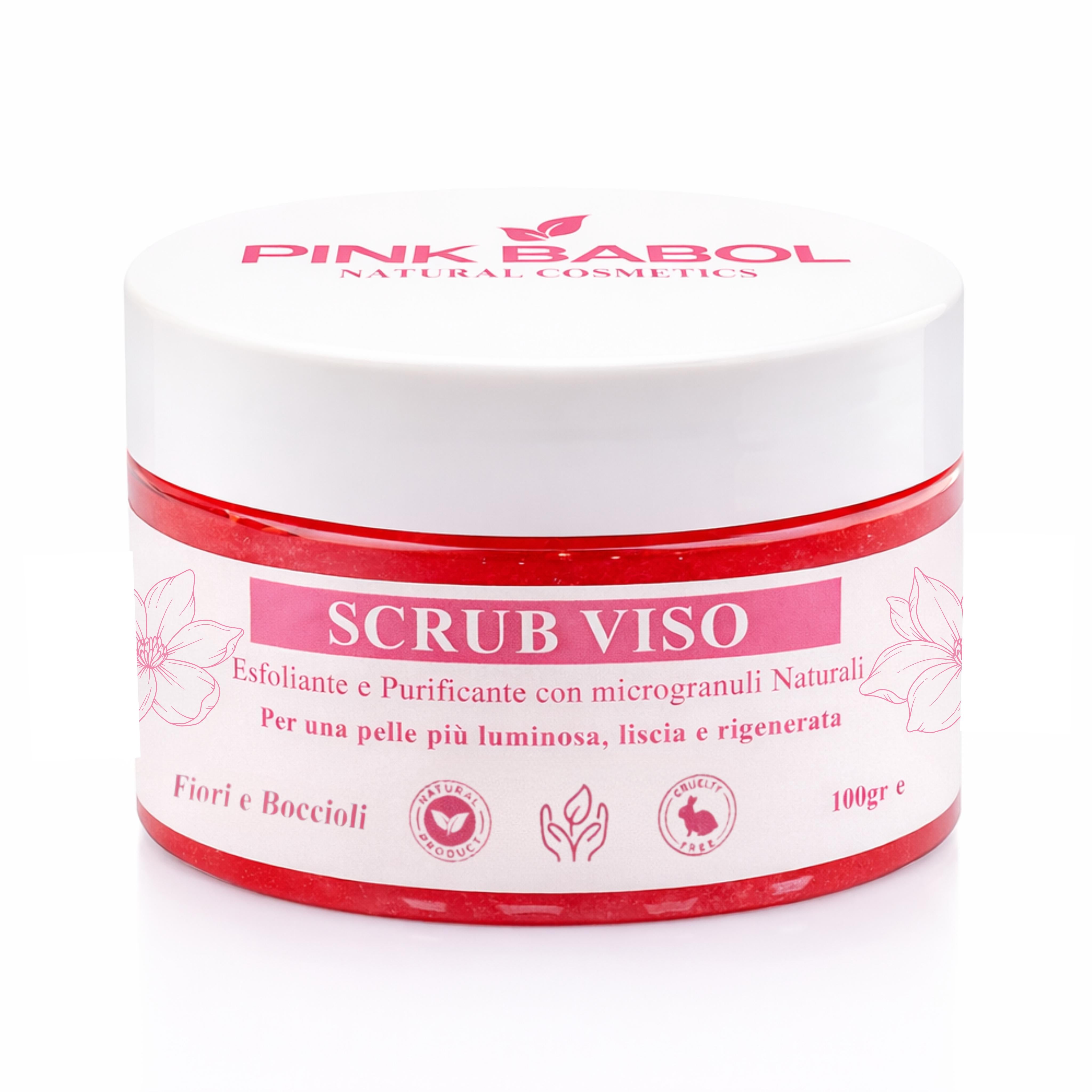 Scrub Viso Esfoliante e Purificante con microgranuli Naturali, Miele e Olio di Sesamo – Pelle Luminosa, Liscia e Rigenerata -Pink Babol