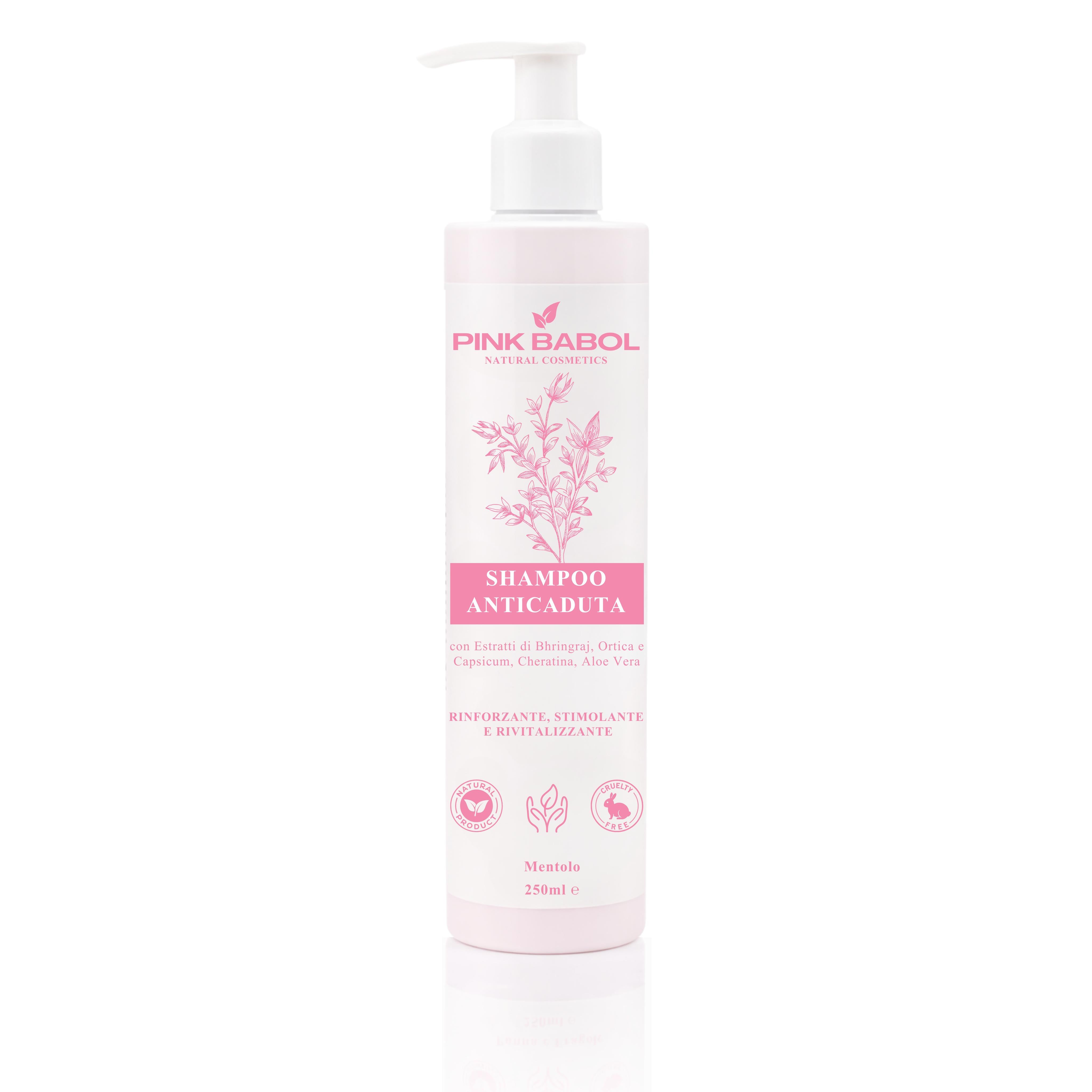 Shampoo Anticaduta con Estratti di Bhringraj, Ortica e Capsicum, Cheratina, Aloe Vera – Rinforzante, Stimolante e Rivitalizzante-Pink Babol