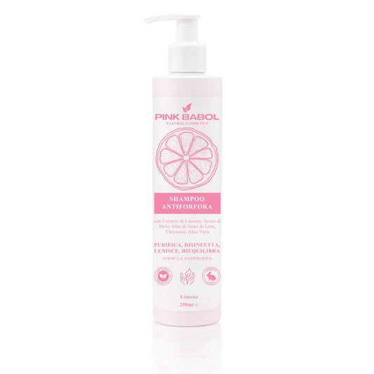 Shampoo Antiforfora e Antiprurito con Estratto di Limone, Aceto di Mele, Olio di Semi di Lino, Cheratina, Aloe Vera – Purifica, Disinfetta, Lenisce, Riequilibra-Pink Babol