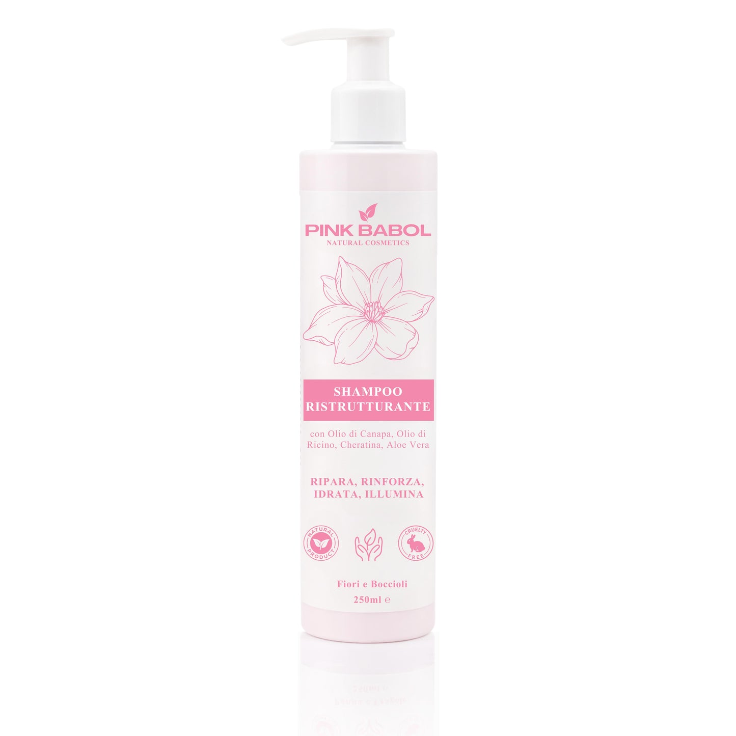 Shampoo Ristrutturante con Olio di Canapa, Olio di Ricino, Cheratina, Aloe Vera – Ripara, Rinforza, Idrata, Illumina-Pink Babol