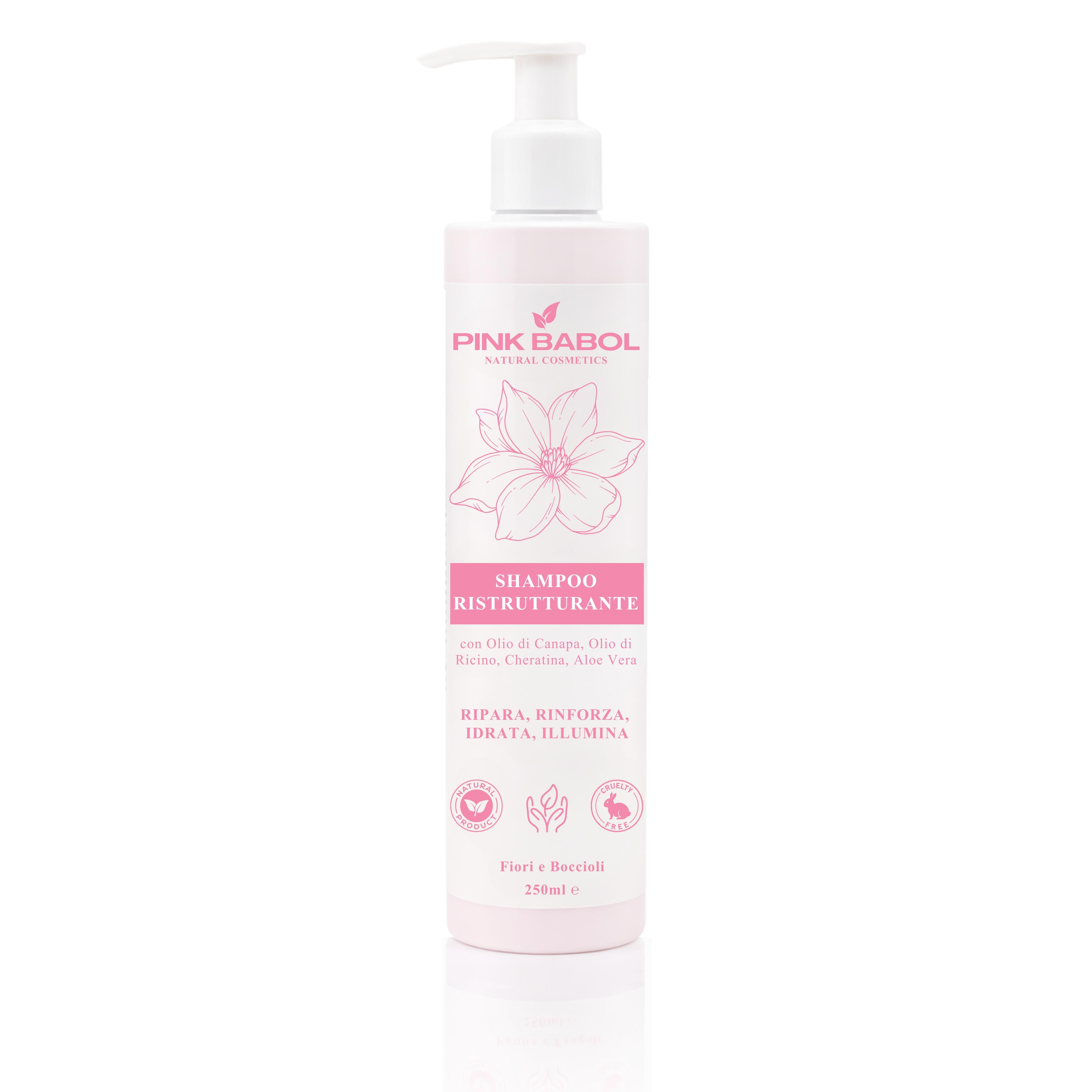 Shampoo Ristrutturante con Olio di Canapa, Olio di Ricino, Cheratina, Aloe Vera – Ripara, Rinforza, Idrata, Illumina-Pink Babol
