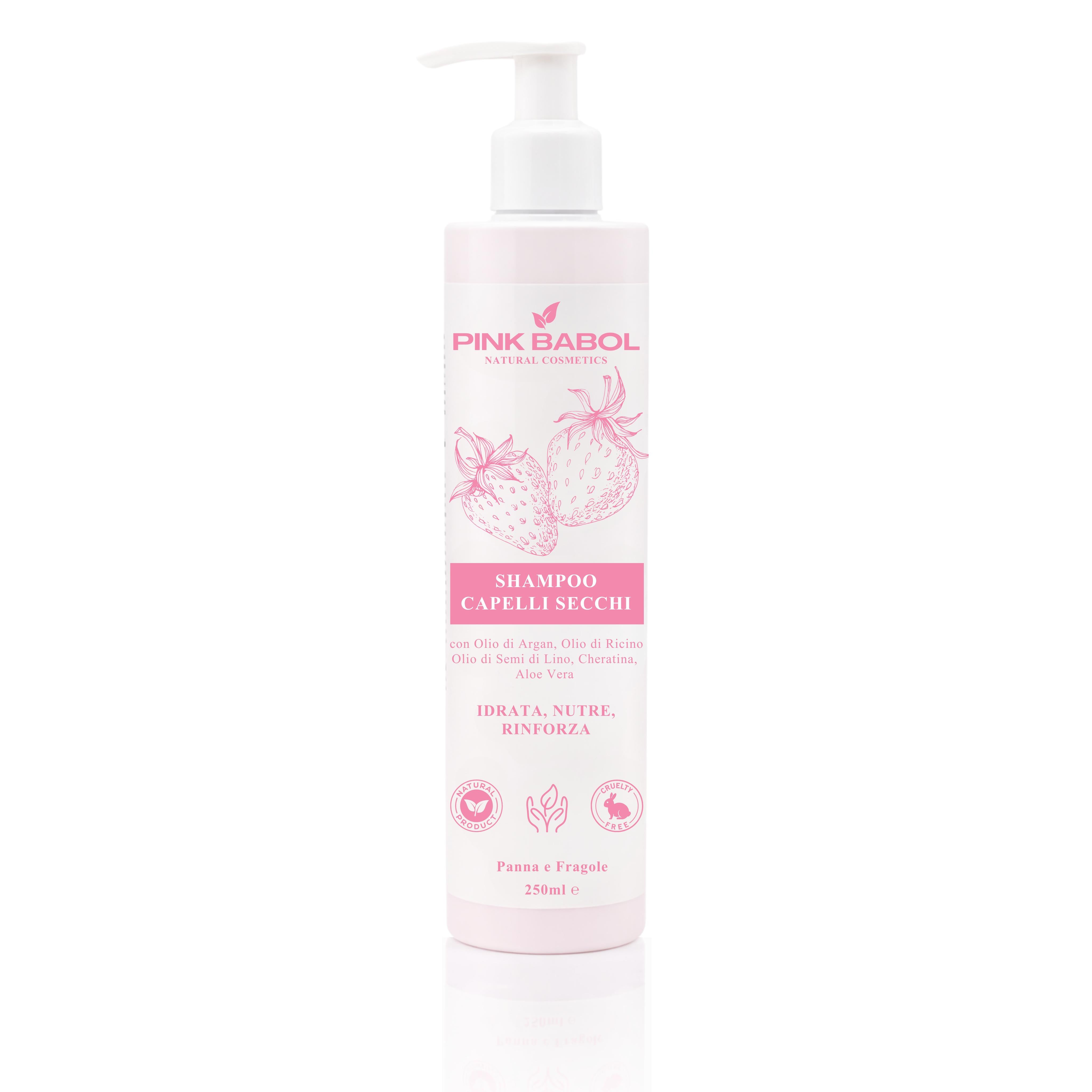 Shampoo per Capelli Secchi con Olio di Argan, Olio di Ricino e Semi di Lino, Cheratina, Aloe Vera – Idrata, Nutre, Rinforza-Pink Babol