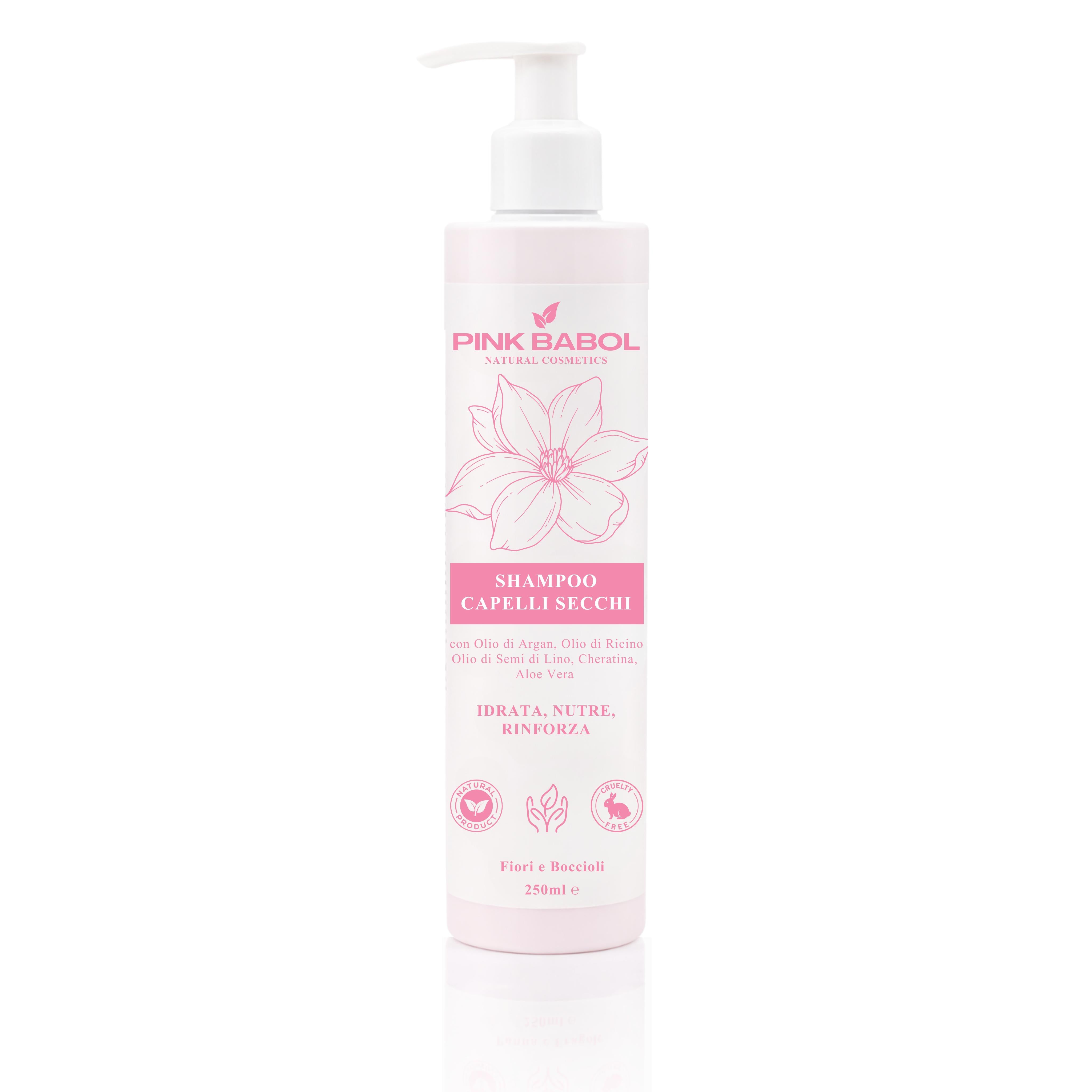 Shampoo per Capelli Secchi con Olio di Argan, Olio di Ricino e Semi di Lino, Cheratina, Aloe Vera – Idrata, Nutre, Rinforza-Pink Babol