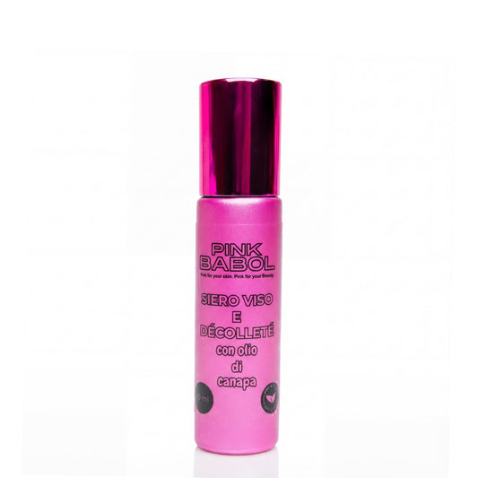 Siero Viso e Décolleté con Olio di Canapa e Acido ialuronico e Moringa - Anti-Rughe, Rassodante e Illuminante-Pink Babol