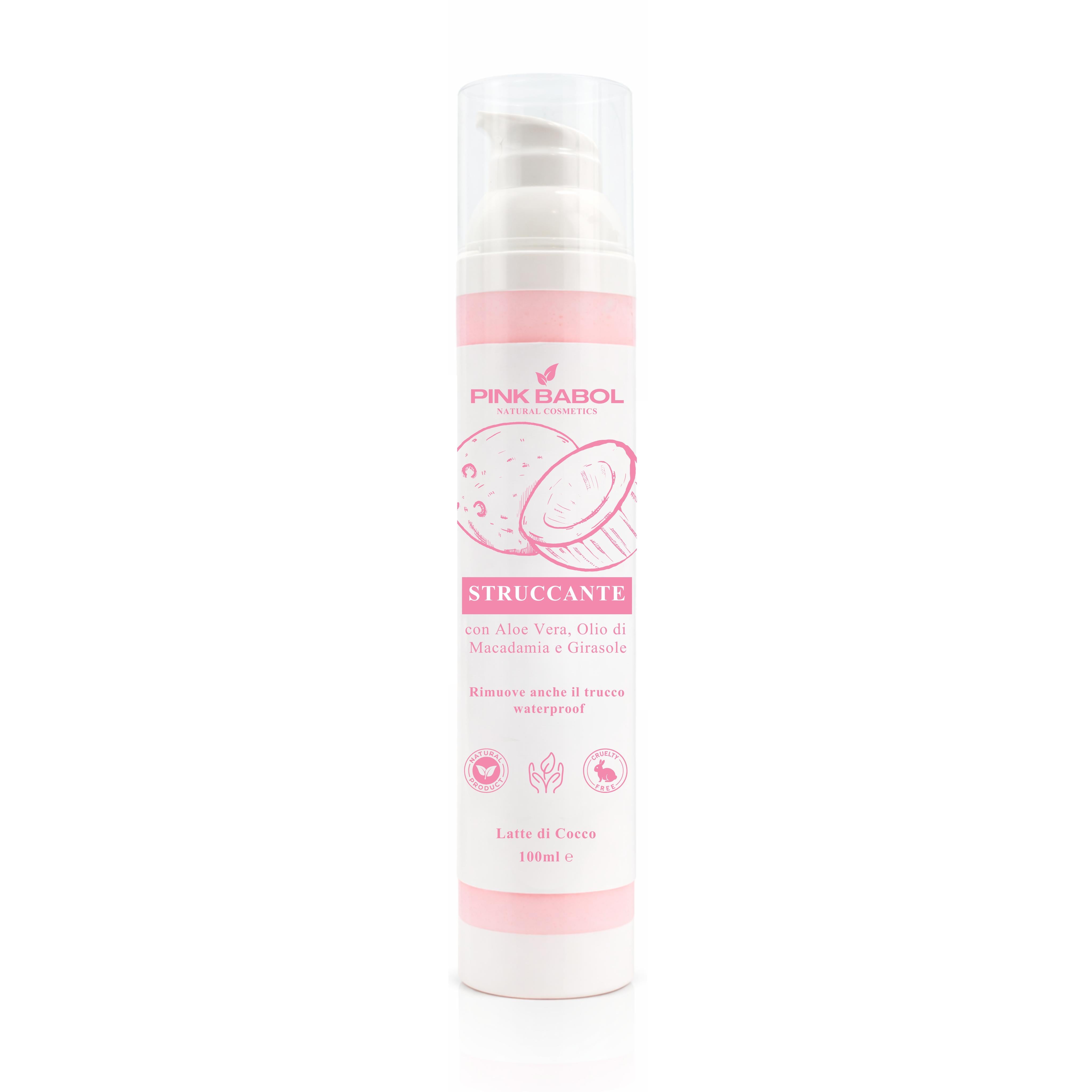 Struccante Viso in crema con Aloe Vera & Olio di Macadamia e Girasole – Delicato, Idratante e Nutriente. Rimuove anche il trucco waterproof-Pink Babol