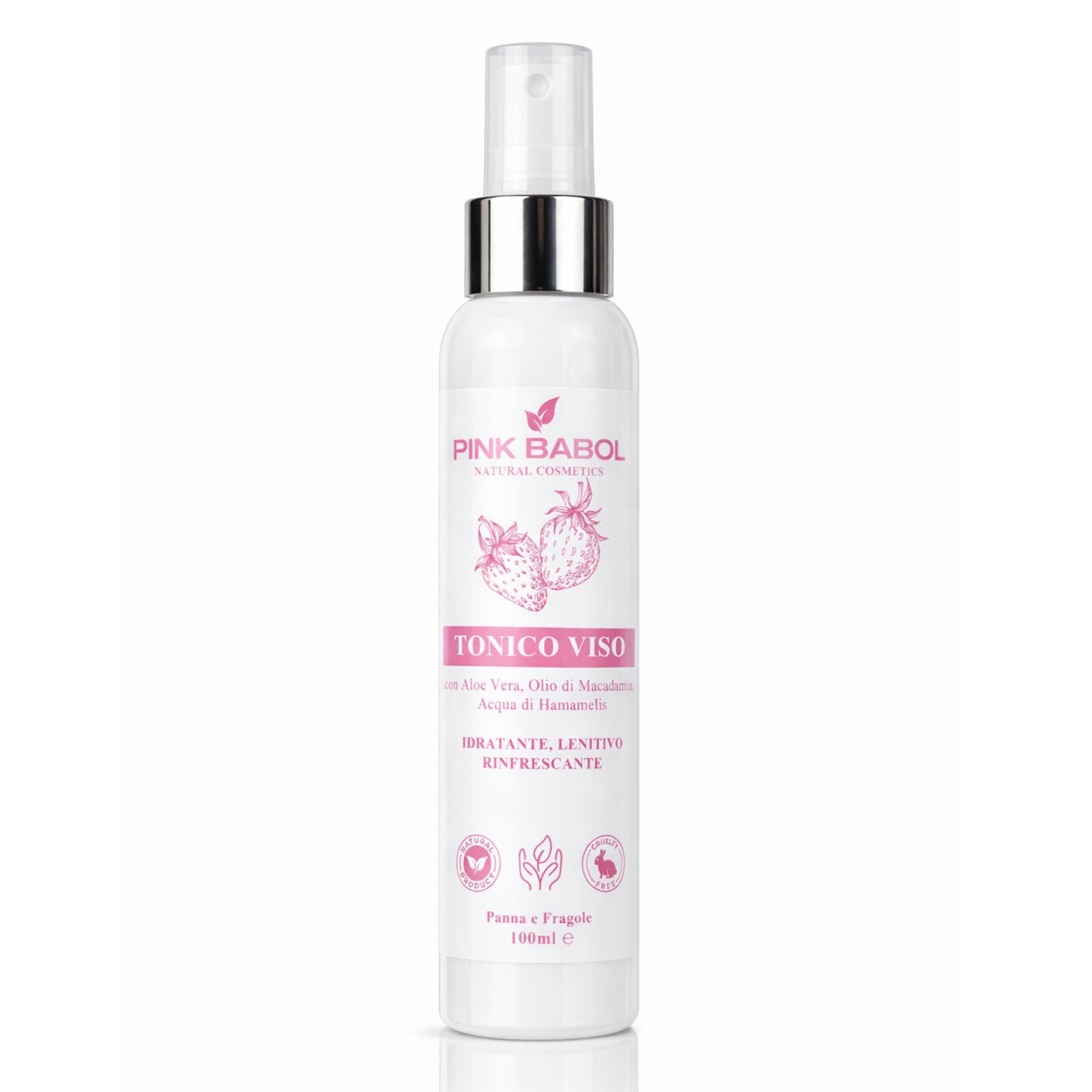Tonico Viso con Aloe Vera, Olio di Macadamia, Acqua di Hamamelis - Idratante, Lenitivo, Rinfrescante-Pink Babol
