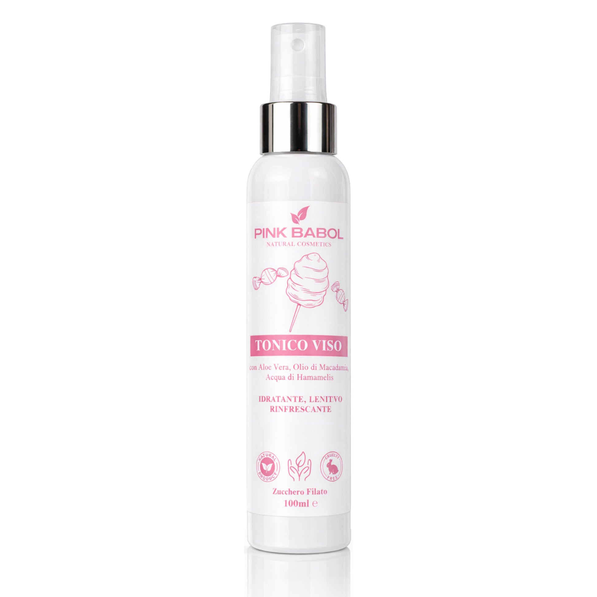 Tonico Viso con Aloe Vera, Olio di Macadamia, Acqua di Hamamelis - Idratante, Lenitivo, Rinfrescante-Pink Babol