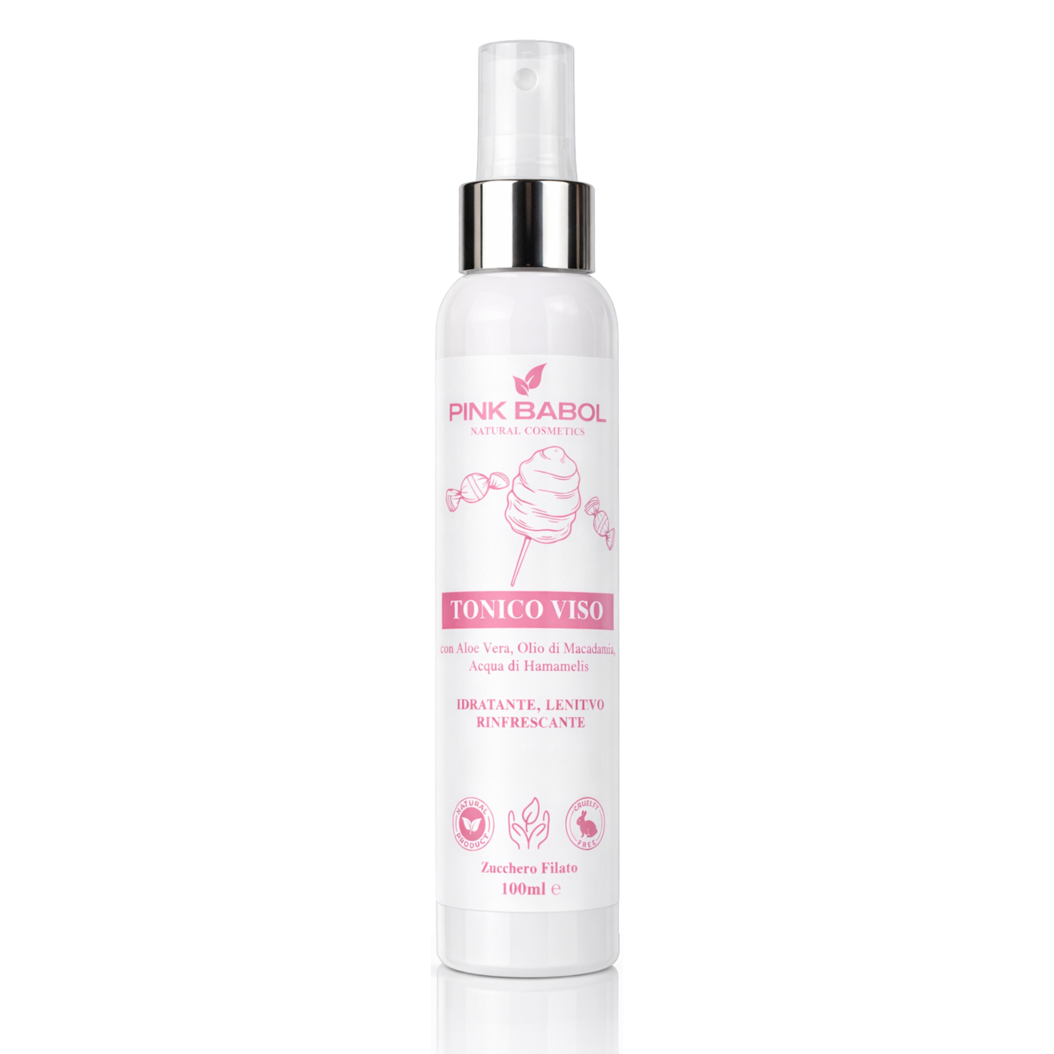 Tonico Viso con Aloe Vera, Olio di Macadamia, Acqua di Hamamelis - Idratante, Lenitivo, Rinfrescante-Pink Babol
